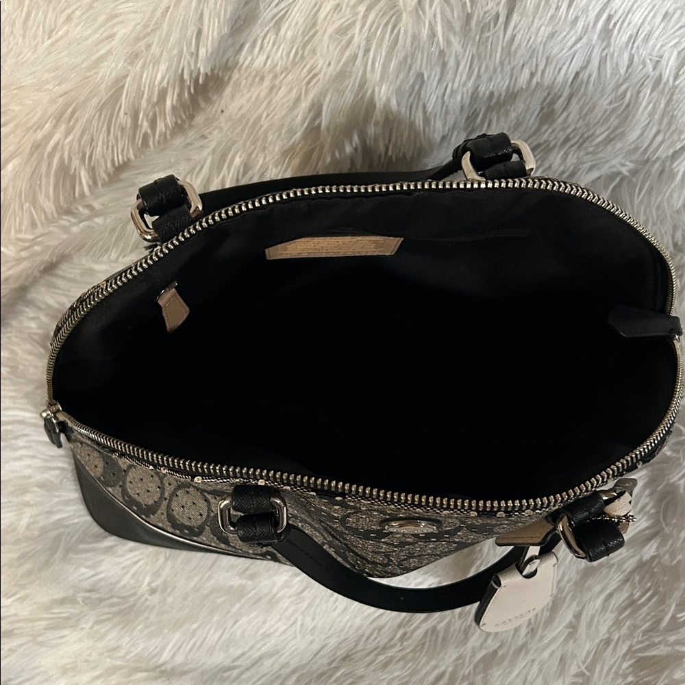 Coach Peyton Perforated Black and Gray Domed Satchel - Picture 8 of 10